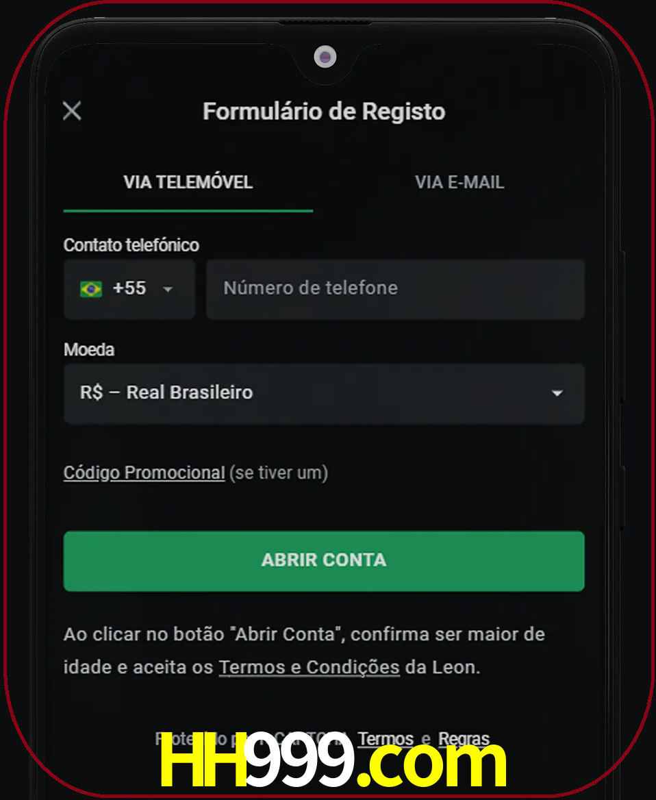 Abra o aplicativo e inicie o processo de registro.